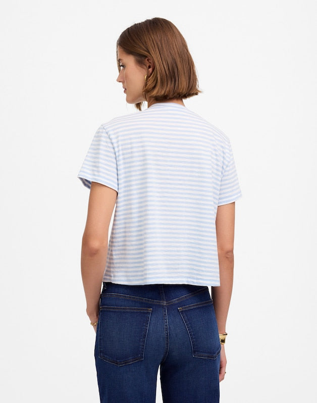 The Easy Crop Crew Tee in Soft Slub LIGHT POOL