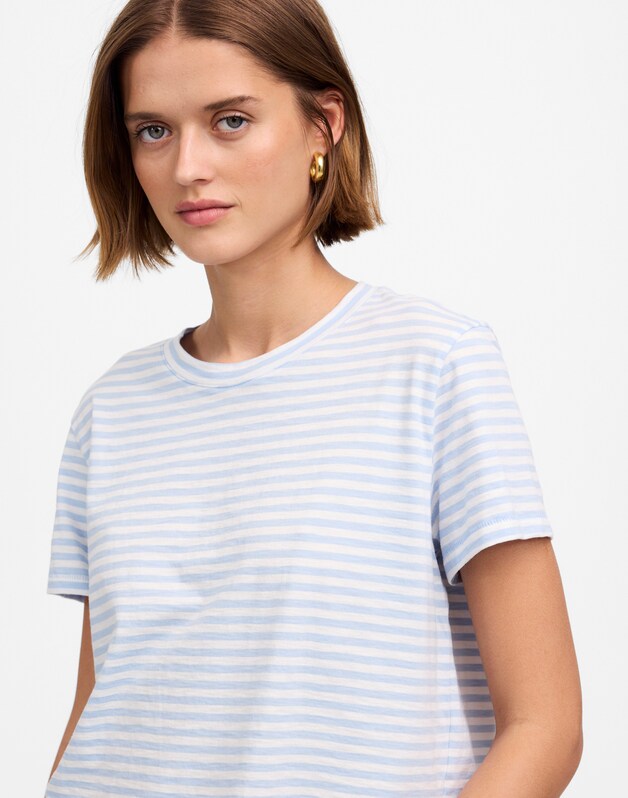 The Easy Crop Crew Tee in Soft Slub LIGHT POOL