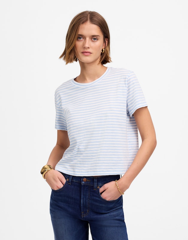 The Easy Crop Crew Tee in Soft Slub LIGHT POOL
