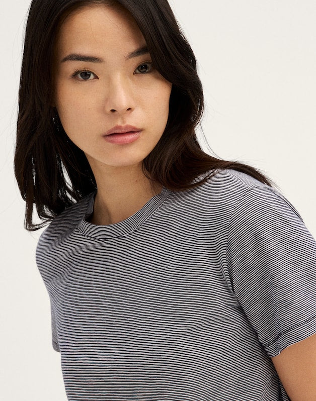 The Easy Crop Crew Tee in Soft Slub MIDNIGHT NAVY