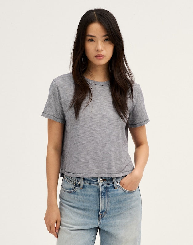 The Easy Crop Crew Tee in Soft Slub MIDNIGHT NAVY