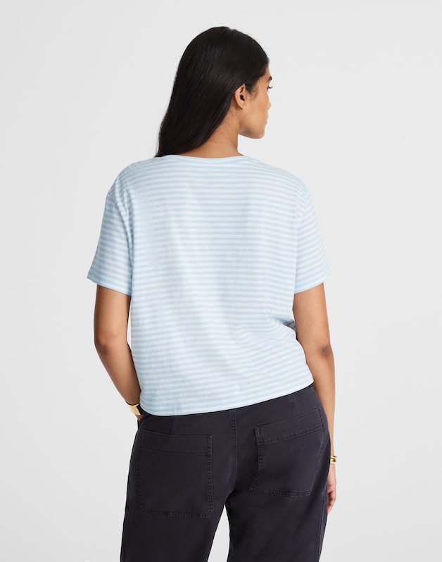 The Easy Crop Crew Tee in Soft Slub ICED BLUE