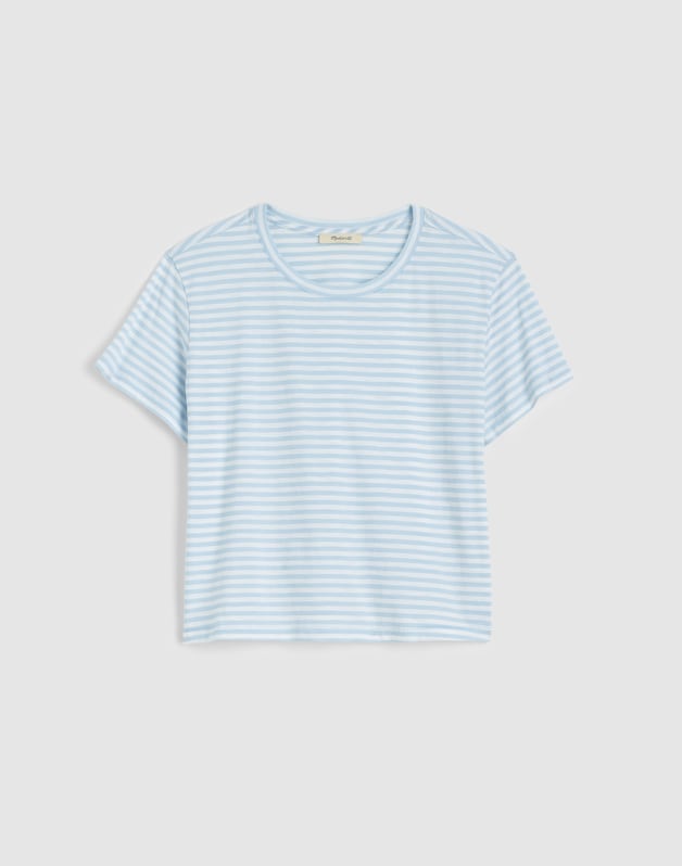 The Easy Crop Crew Tee in Soft Slub ICED BLUE