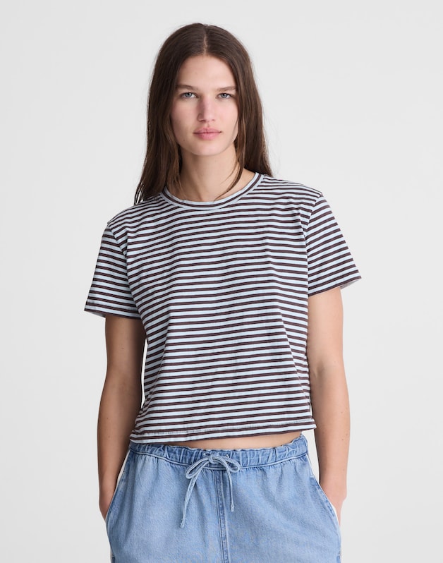 The Easy Crop Crew Tee in Soft Slub CHOCOLATE PLUM