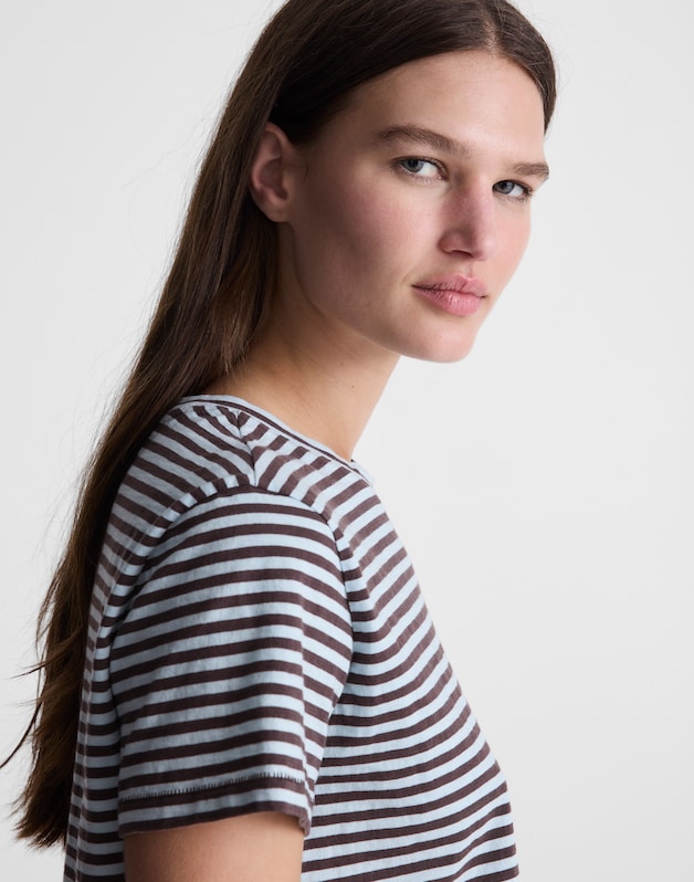 The Easy Crop Crew Tee in Soft Slub CHOCOLATE PLUM