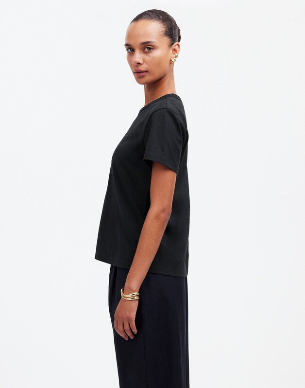 The Perfect Crewneck Tee in Allday Jersey JET BLACK