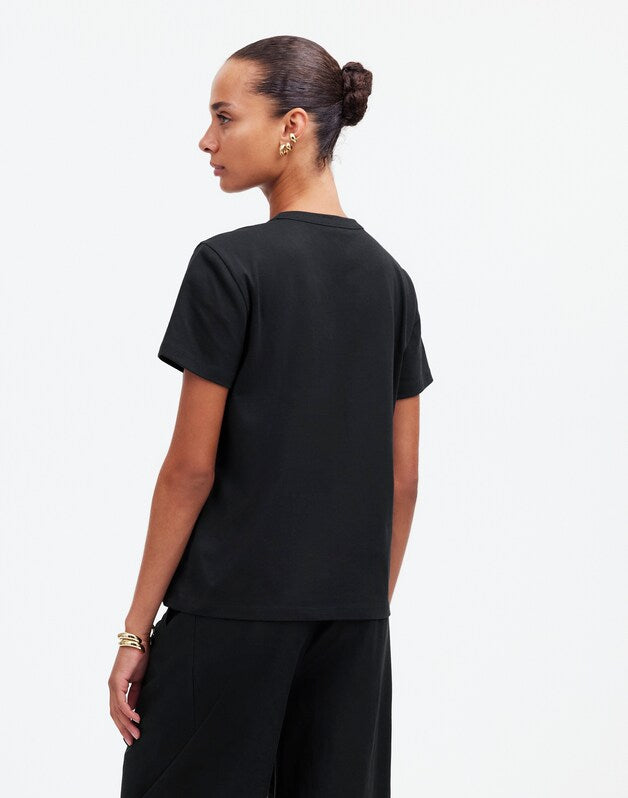 The Perfect Crewneck Tee in Allday Jersey JET BLACK