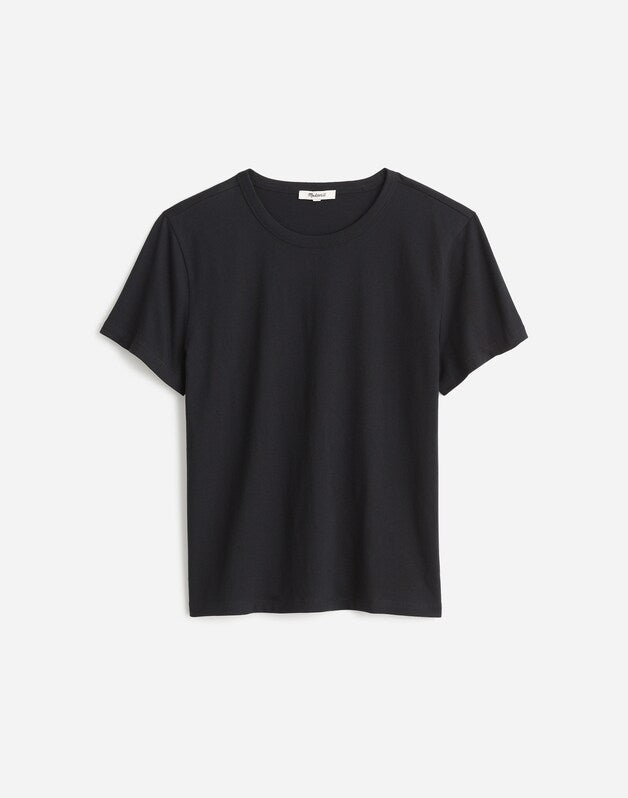 The Perfect Crewneck Tee in Allday Jersey JET BLACK