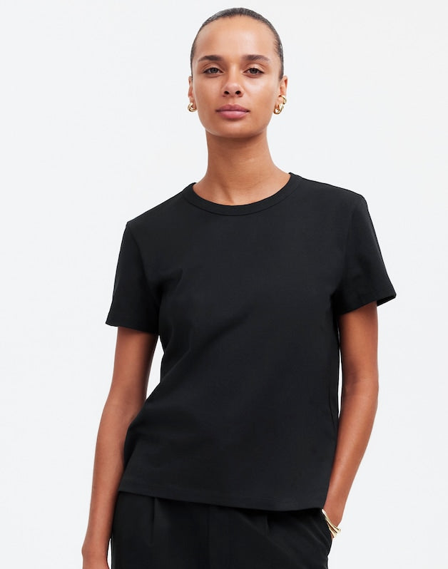 The Perfect Crewneck Tee in Allday Jersey JET BLACK