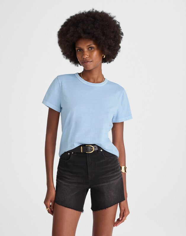 The Perfect Crewneck Tee in Allday Jersey ICED BLUE