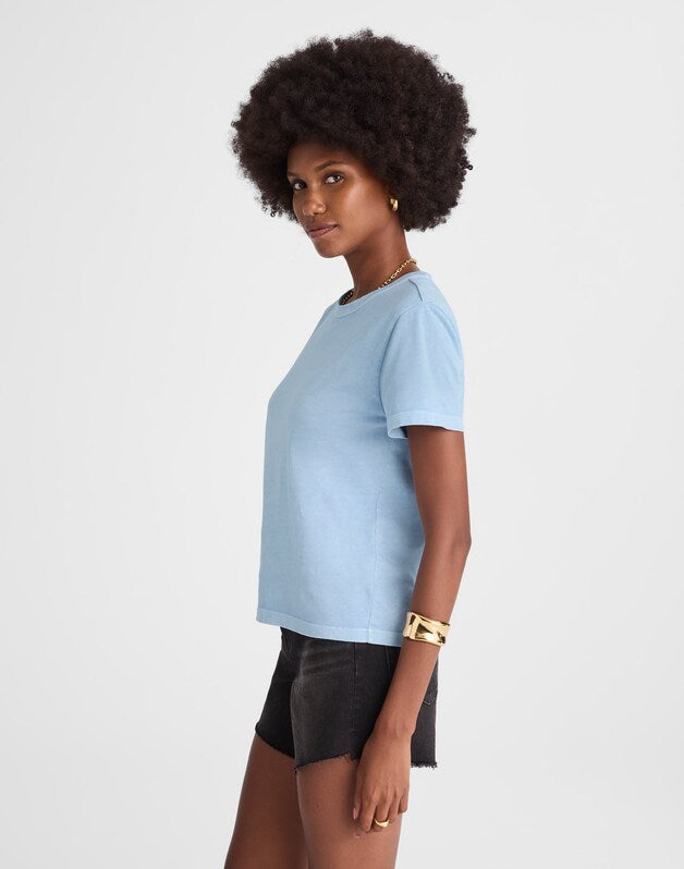 The Perfect Crewneck Tee in Allday Jersey ICED BLUE