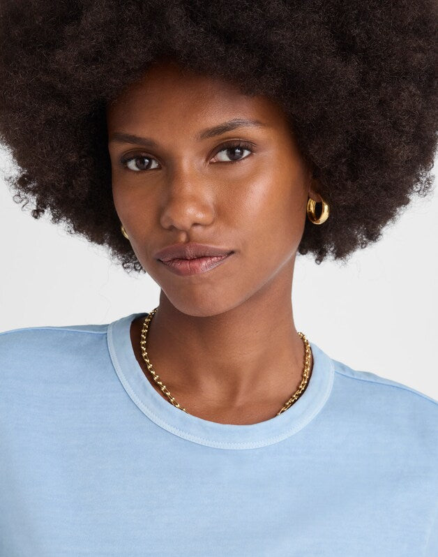 The Perfect Crewneck Tee in Allday Jersey ICED BLUE