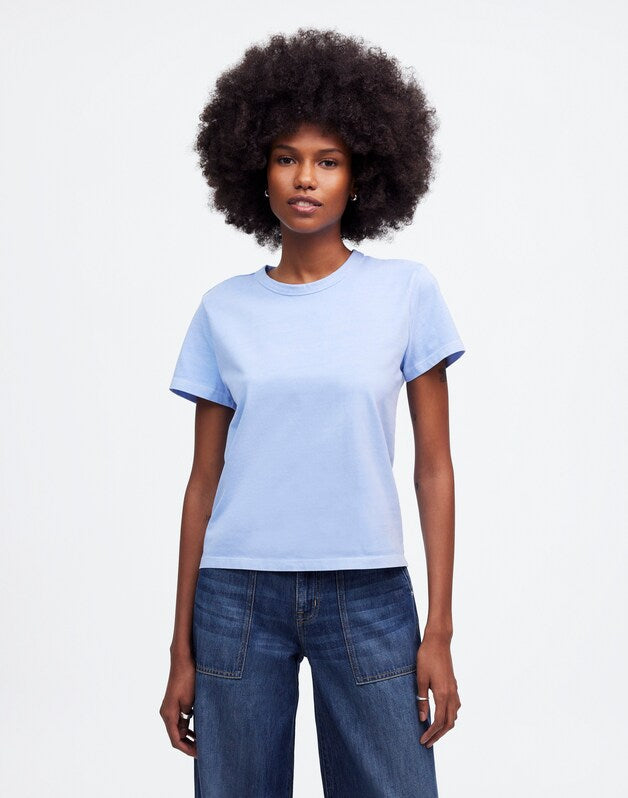 The Perfect Crewneck Tee in Allday Jersey PERI BLUE