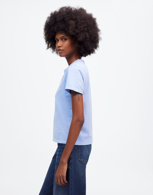 The Perfect Crewneck Tee in Allday Jersey PERI BLUE