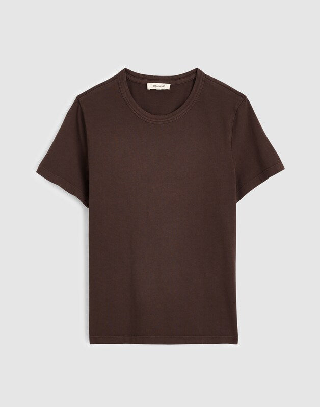 The Perfect Crewneck Tee in Allday Jersey DARK BROWN
