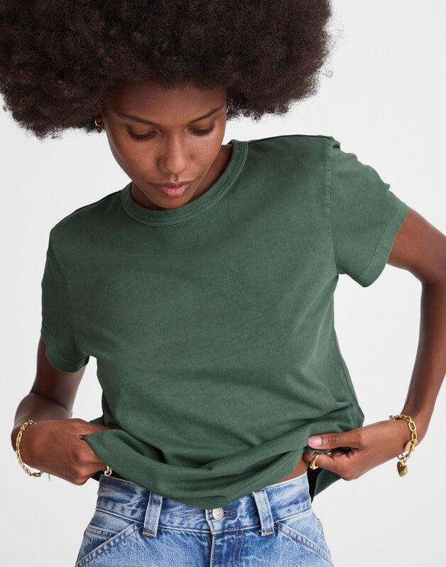 The Perfect Crewneck Tee in Allday Jersey BOTANICAL GREEN