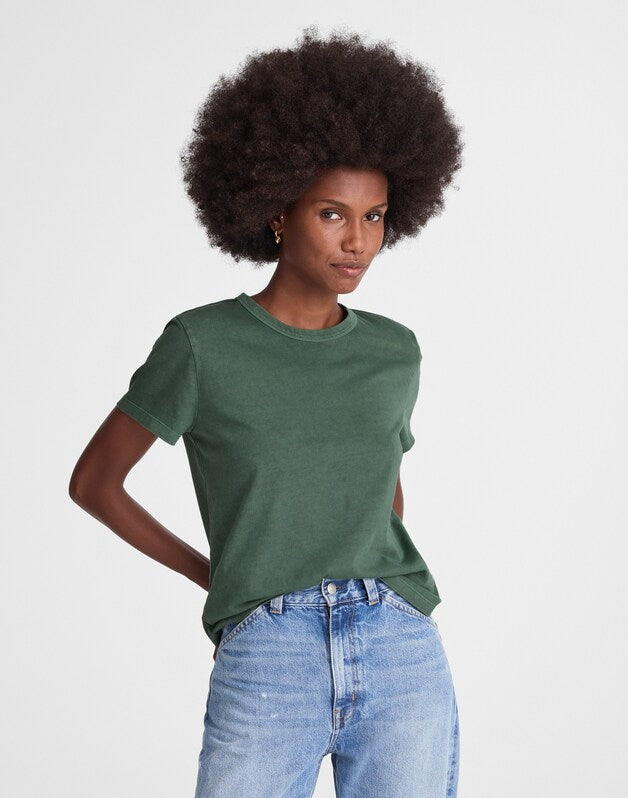 The Perfect Crewneck Tee in Allday Jersey BOTANICAL GREEN