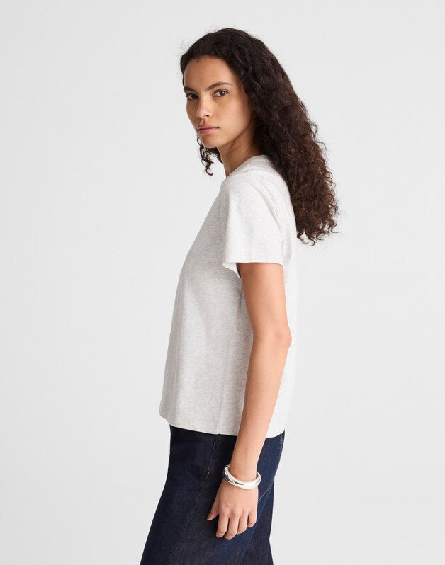 The Perfect Crewneck Tee in Allday Jersey HTHR SLATE