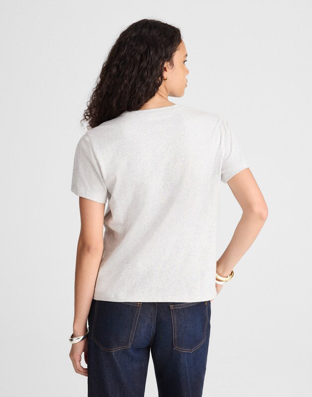The Perfect Crewneck Tee in Allday Jersey HTHR SLATE
