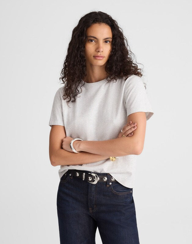 The Perfect Crewneck Tee in Allday Jersey HTHR SLATE