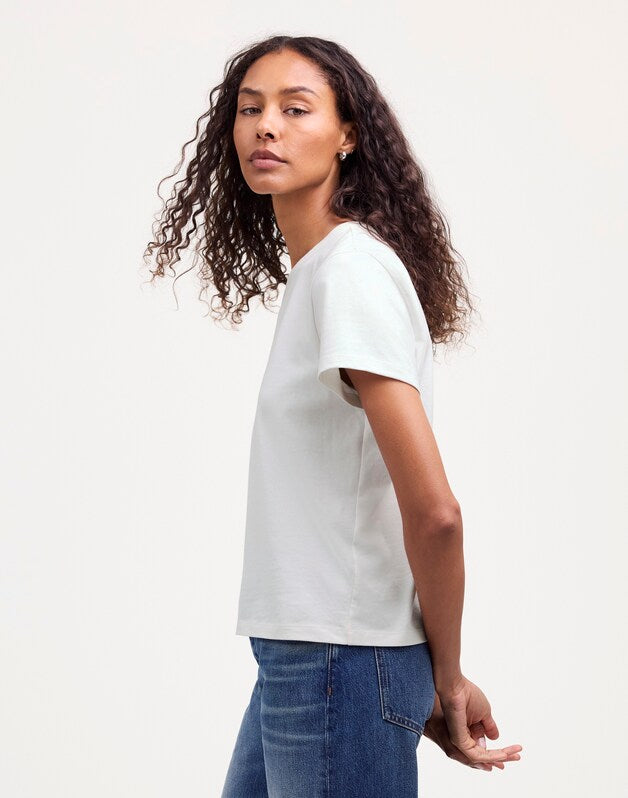 The Perfect Crewneck Tee in Allday Jersey EYELET WHITE