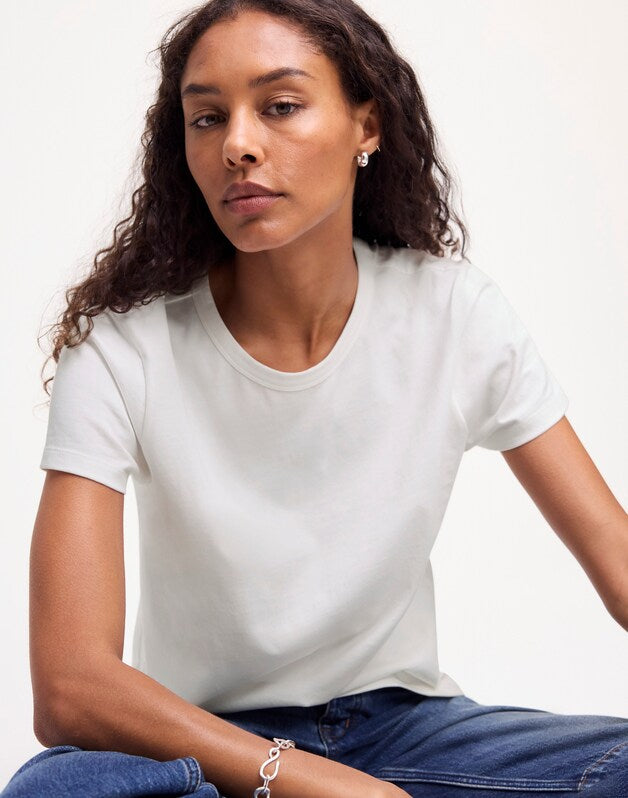 The Perfect Crewneck Tee in Allday Jersey EYELET WHITE