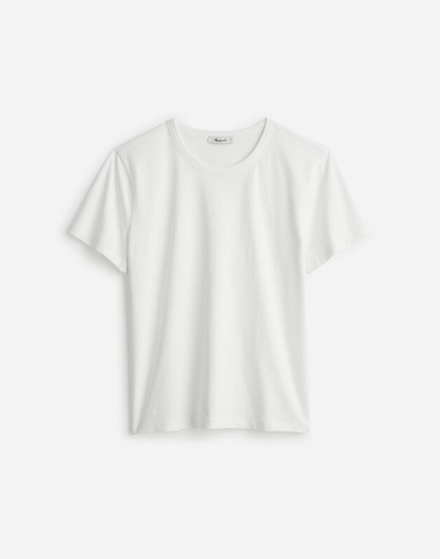 The Perfect Crewneck Tee in Allday Jersey EYELET WHITE