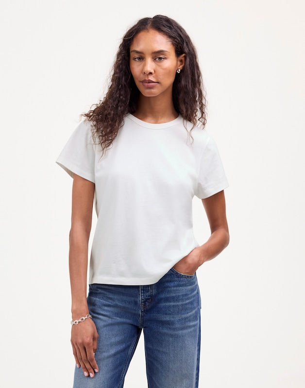 The Perfect Crewneck Tee in Allday Jersey EYELET WHITE