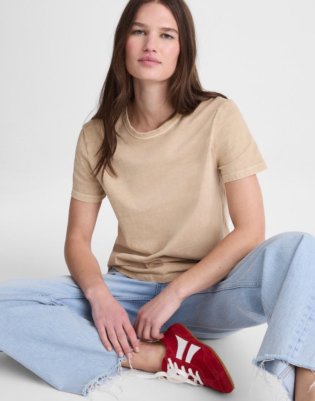 The Perfect Crewneck Tee in Allday Jersey STUDIO BEIGE