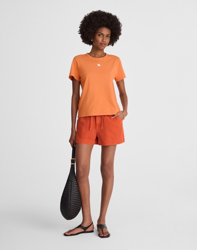 The Perfect Crewneck Tee in Allday Jersey APRICOT