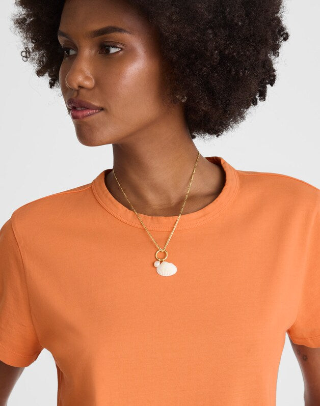 The Perfect Crewneck Tee in Allday Jersey APRICOT