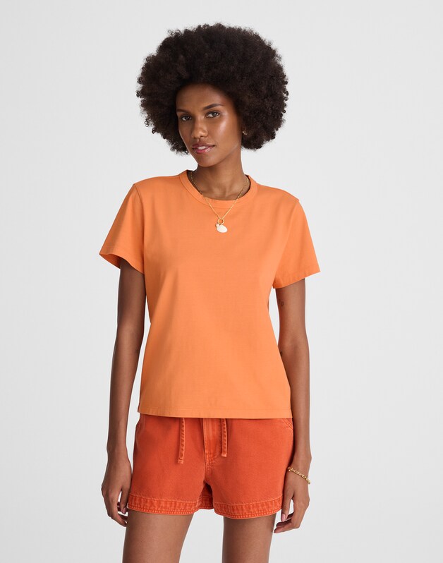 The Perfect Crewneck Tee in Allday Jersey APRICOT
