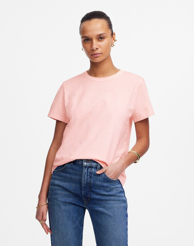 The Perfect Crewneck Tee in Allday Jersey PALEST BLOSSOM