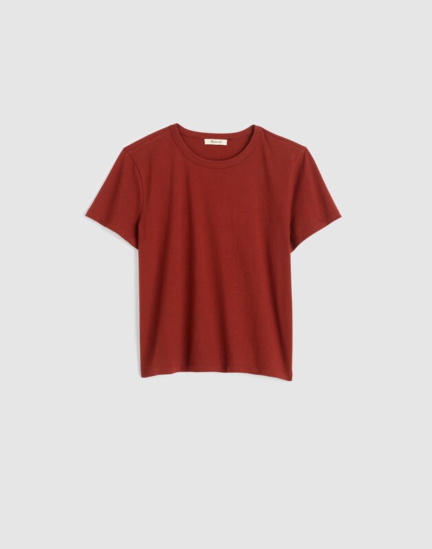 The Perfect Crewneck Tee in Allday Jersey DEEP REDWOOD