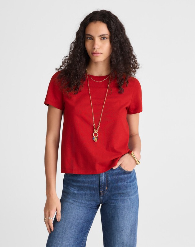 The Perfect Crewneck Tee in Allday Jersey RUBY