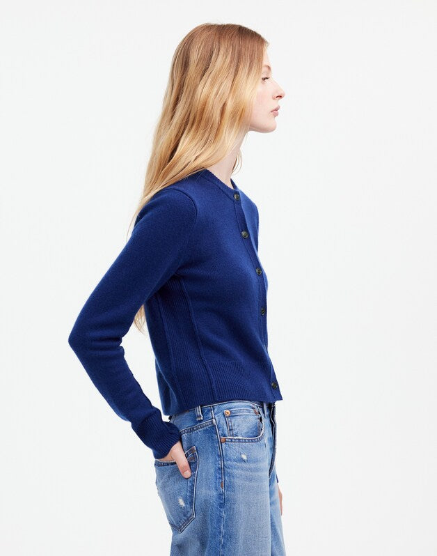 Cashmere Button-Front Cardigan Sweater BRIGHT COBALT