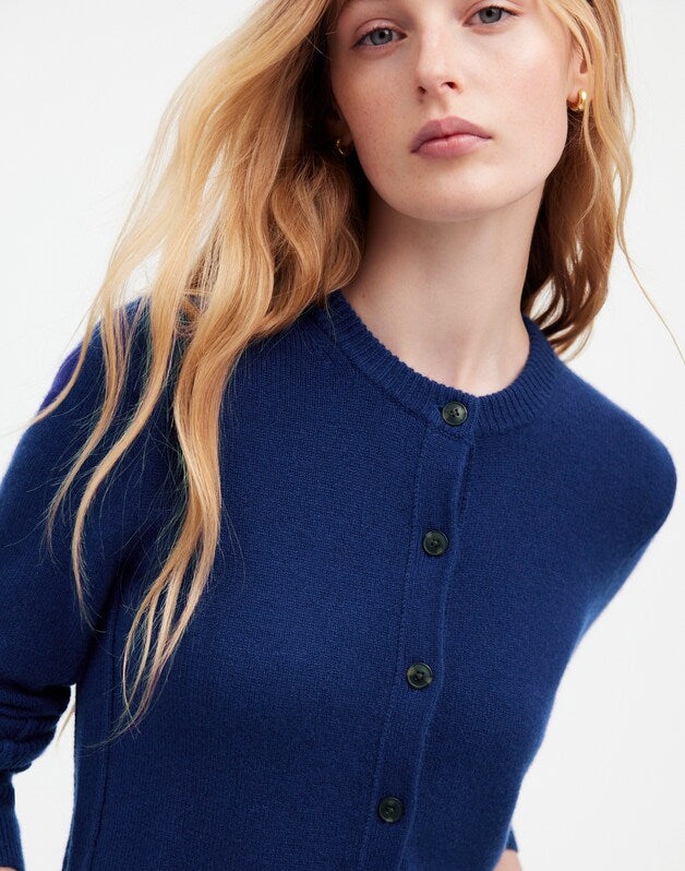 Cashmere Button-Front Cardigan Sweater BRIGHT COBALT