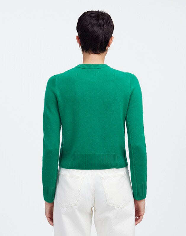 Cashmere Button-Front Cardigan Sweater VERDANT GREEN