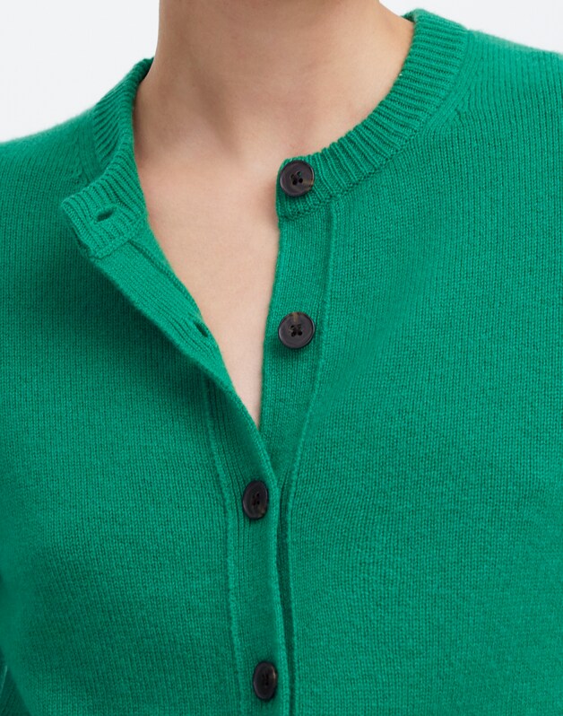 Cashmere Button-Front Cardigan Sweater VERDANT GREEN