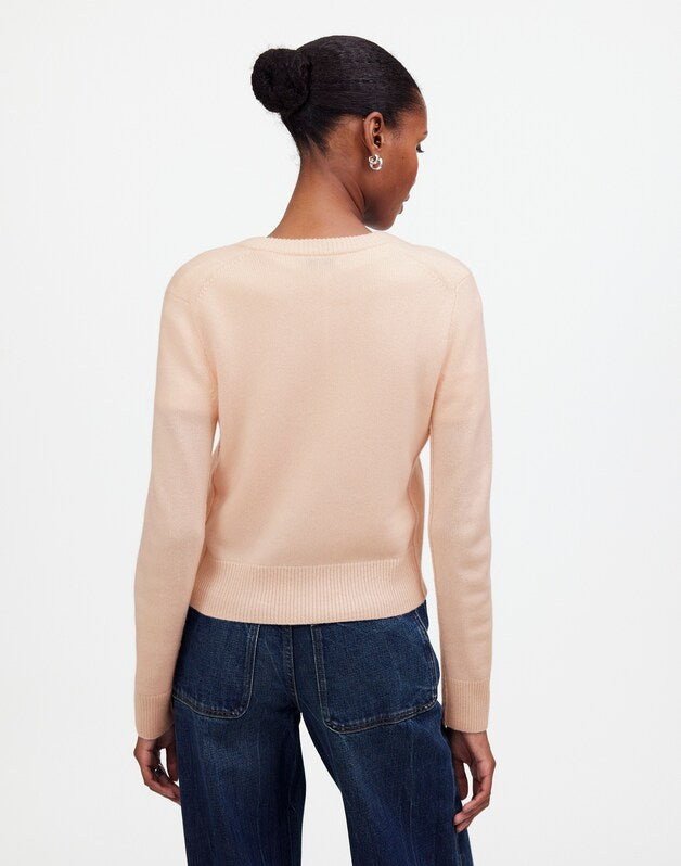 Cashmere Button-Front Cardigan Sweater HEATHER PALE PINK