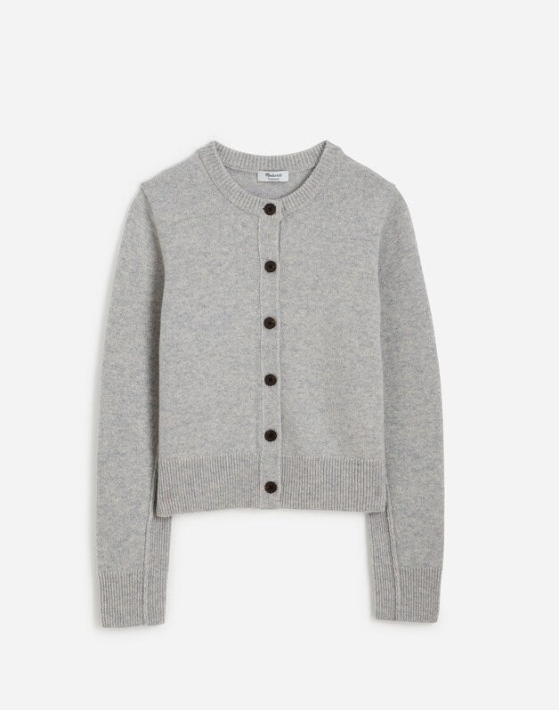 Cashmere Button-Front Cardigan Sweater HTHR CLOUD GREY