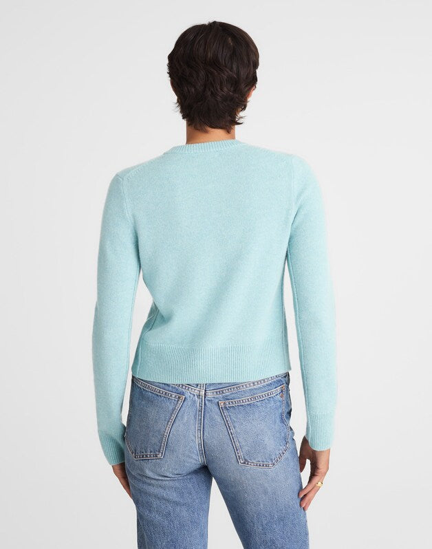 Cashmere Button-Front Cardigan Sweater MINT BLUE