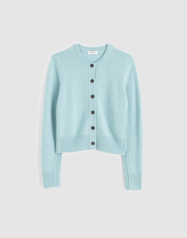 Cashmere Button-Front Cardigan Sweater MINT BLUE