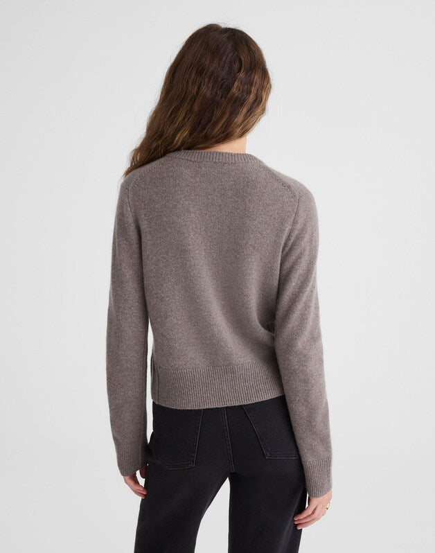 Cashmere Button-Front Cardigan Sweater MINK HTHR