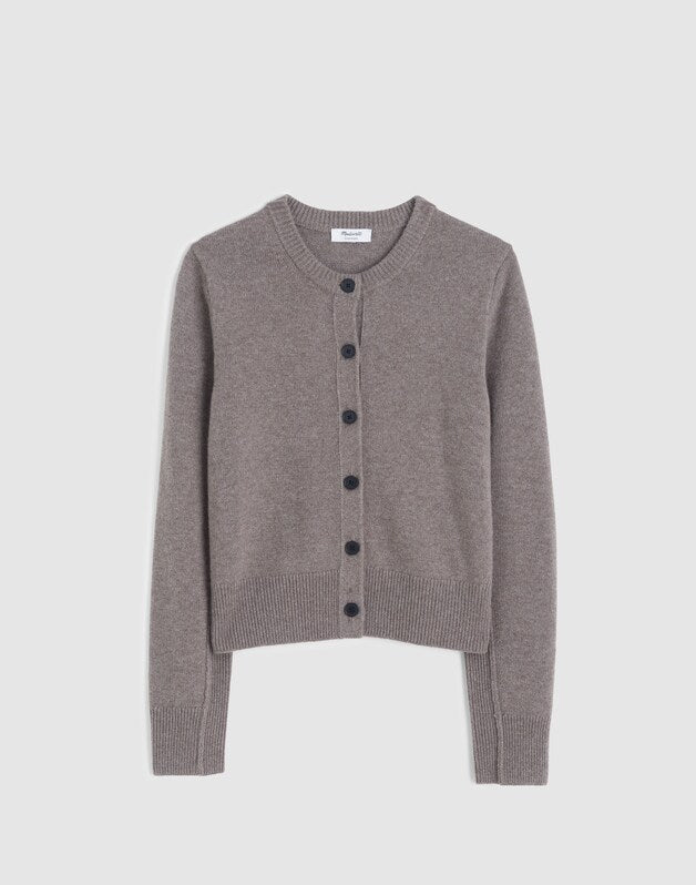 Cashmere Button-Front Cardigan Sweater MINK HTHR
