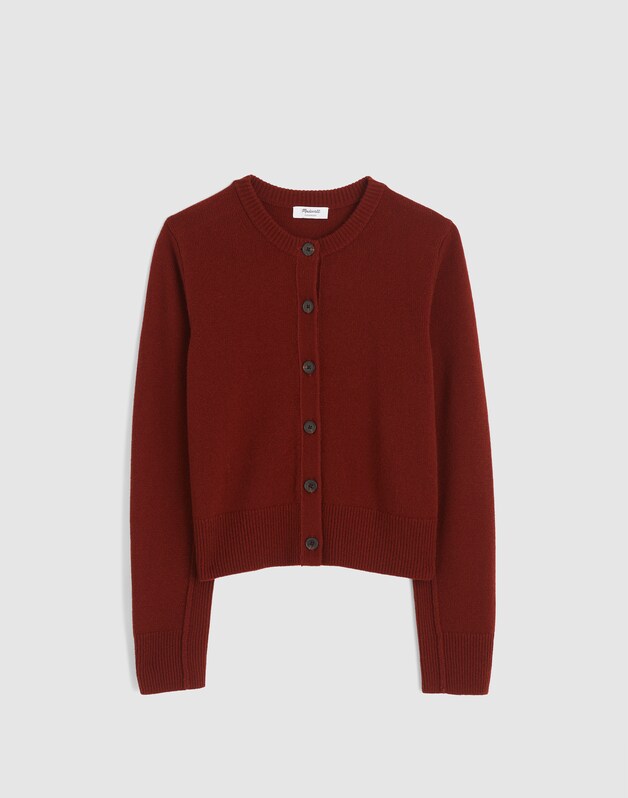 Cashmere Button-Front Cardigan Sweater DEEP RUST