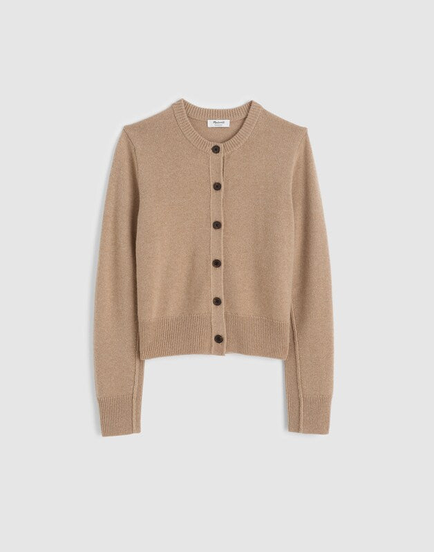 Cashmere Button-Front Cardigan Sweater UMBER