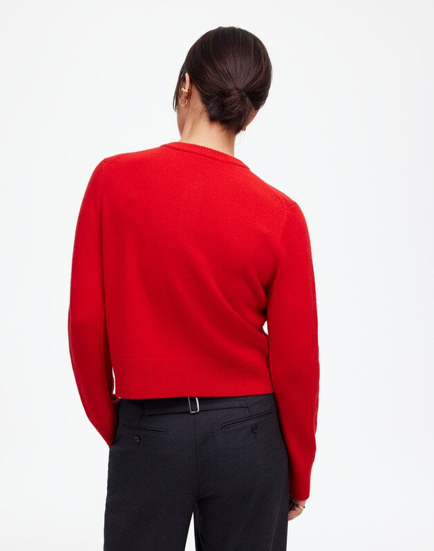 Cashmere Button-Front Cardigan Sweater BRIGHT CHERRY