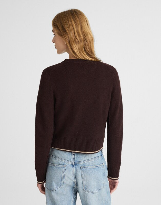 Cashmere Button-Front Cardigan Sweater MOLASSES COMBO