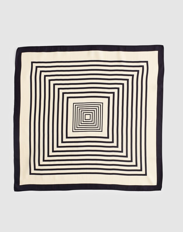 Small Silk Bandana GEOMETRIC SQ SCARF VANILLA